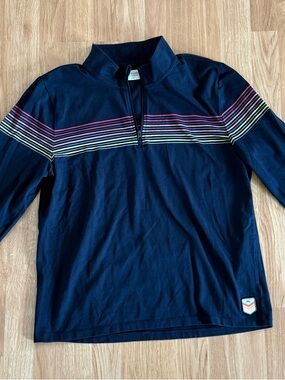 EUC Men’s Marine Layer Archive Chest Stripe 1/4 Zip Pullover - Navy Blue - Large